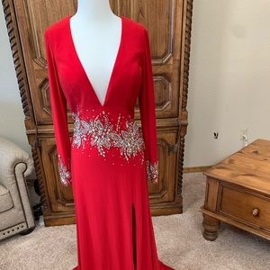 Custom Tony Bowls Red Jersey Gown
